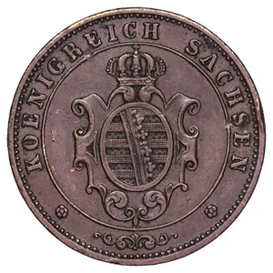 Germany 5 Pfennige 1867 B (Saxony) Copper German Coin - Picture 1 of 2