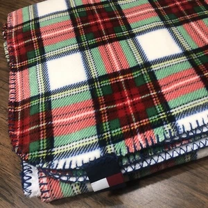 Tommy Hilfiger Plush Sherpa Throw Blanket Red Green Tartan Steward Plaid - Picture 1 of 9