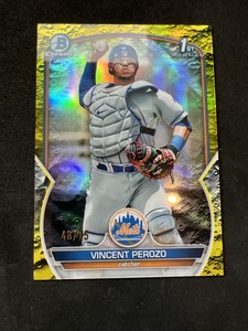 2023 Bowman Chrome 1st Jose Peroza Yellow Lunar Refractor /75 Mets #BCP-102