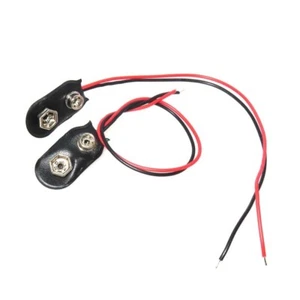 5 Pcs Snap 9V (9 Volt) Battery Clip Connector I Type Black w Cable LW - Picture 1 of 3