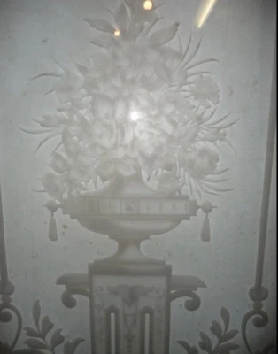 Paire de porte de bistrot / entre deux pièces Verre dépolis décor vase médicis - Photo 1/4