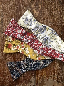 Lot Of 4 MAINE BOW TIE Cotton Floral & Paisley Adjustable Made In USA Colorful - Picture 1 of 4