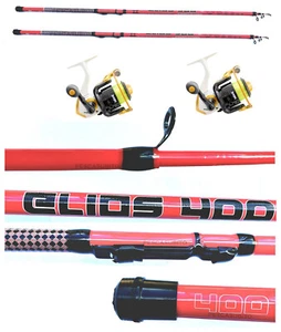 Kit 2 Canne 4Mt Bolognese + Mulinelli Trota Lago Pesca Galleggiante Mare Lago TP - Foto 1 di 4
