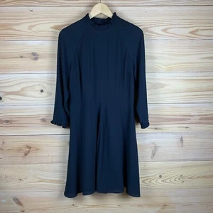 Chelsea 28 Dress Women Medium High Neck Ruffle Long Sleeve Fit Flare Chiffon - Picture 1 of 18