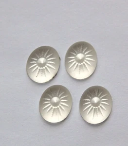 Vintage Matte Crystal Glass Cabochons Etched Top Setting 12x10mm (4) cab709G - Picture 1 of 1