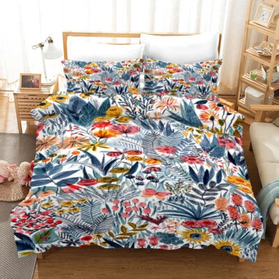 Set copripiumino 3D floreale pianta rurale disegnato a mano set biancheria da... - Immagine 1 di 4