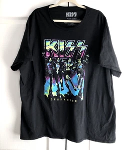 Kiss Destroyer Neon Short Sleeve Black T-Shirt Size 3XL (54/56) - Picture 1 of 6
