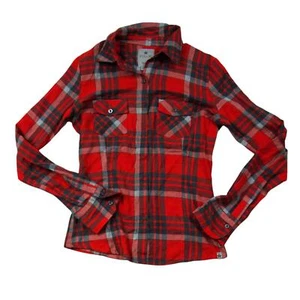 Nollie Skater Hipster The Slim Fit Red Plaid Button Down 2 Front Flap Pocket S - Picture 1 of 8