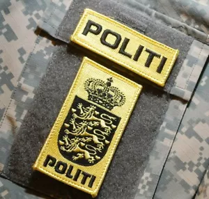 FANCY DRESS PARTY COSTUME Denmark Police Dansk Danmark POLITI velkrö 2-Patch Set - Picture 1 of 12