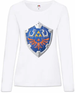 Hylian Shield Damen Langarm T-Shirt Game Gamer PC Triforce Link Games Hyrule - Picture 1 of 1