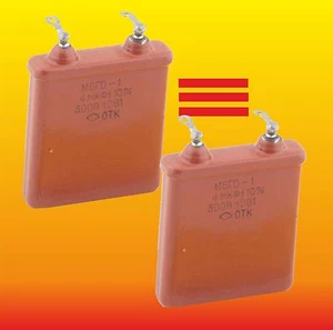 4uF 300V MATCHED PAIR RUSSIAN PAPER IN OIL PIO AUDIO CAPACITORS MBGO MBGO-1 - Picture 1 of 3