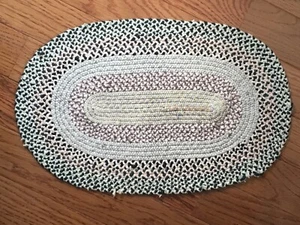 Vintage Handmade OVAL RUG Doll House Shabby Farmhouse 13 1/2" - Picture 1 of 8
