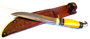 Western Boulder 8" Yellow Delrin Fixed Blade Fish/Small Game Knife w/case Mint - Picture 1 of 18