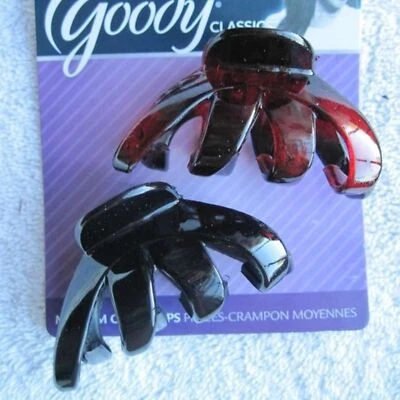 2 Goody Classic Medium Black Tortoise Spider Octopus Plastic Jaw Claw Clips 2.5" - Image 1 of 4