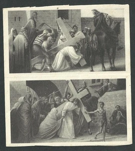 Estampa antigua del Via Crucis andachtsbild santino holy card santini - Imagen 1 de 1