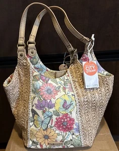 Sakroots Roma Stroh Shopper PINK Blumen Damen Handtasche Medium Neu mit Etikett $ 79 Boho Strand - Bild 1 von 6