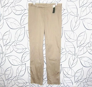 Lauren Ralph Lauren Cotton Stretch Straight Leg Pants Pebble Beige Size 12 - Picture 1 of 9