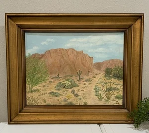 Pintura al óleo de paisaje enmarcada de colección Sedona Arizona Red Rock Desert Roadrunner - Imagen 1 de 7
