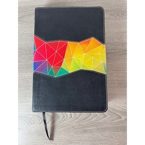 NIV Rainbow Study Bible- Kaleidoscope Black Imitation Leather Cover- EUC - Foto 1 di 6