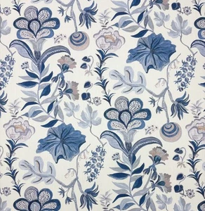 LACEFIELD DESIGNS UTOPIA VINTAGE BLUE LARGE FLORAL VINE FABRIC BY YARD 54"W - Picture 1 of 6