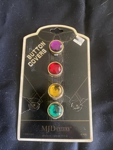 4 Novelty Colorful BUTTON COVERS on CARD NEW 3/4”C - Picture 1 of 2