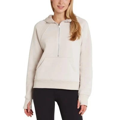 Danskin Ladies' Mixed Rib Cozy Half Zip Hoodie  ( Moonbeam Tan )   Size-Small - Image 1 of 4