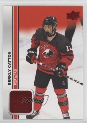 2023 Upper Deck Team Canada Juniors Men's U-18 Red Foil Berkly Catton #23 - Image 1 of 2