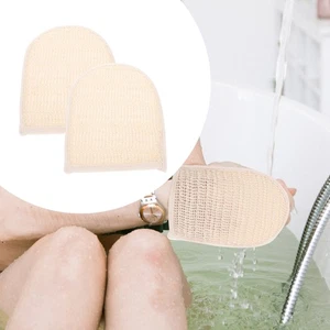 2 Pcs Cotton and Linen Shower Gloves Scrubber for Body Bath Exfoliating - Picture 1 of 12
