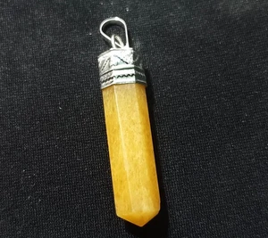 Ciondolo Taglio Matita Quarzo Naturale 17,20 Ct con Cornice Sliver Gemme Certificate GIE - Foto 1 di 7