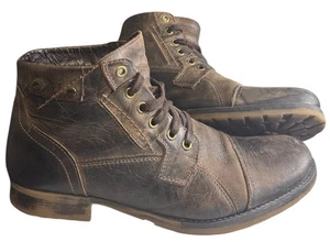 Bull Boxer Schnürstiefeletten braun Leder abgenutzt Größe 10 US - Bild 1 von 11