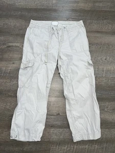 Liz Claiborne Lizwear Damen Cargo Capri Hose Beige Größe 10 Kordelzug Taille - Bild 1 von 5