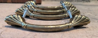 4 Vintage Amerock 1333 Art Deco Gold Brass Drawer Pulls Dresser Handle Set  - Image 1 of 4