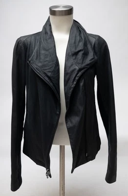 Chaqueta de Moto Mujer Rara VINCE Cuero Negra Cremallera Frontal Asimétrica Talla M Mediana Foto 1 de 4