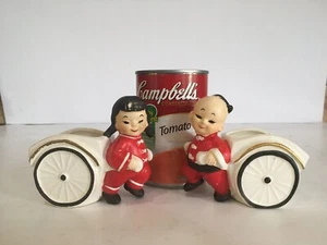 Conjunto de Estatuillas Lefton Niño Niña Rickshaw Pixie Plantador Navidad Raro - Imagen 1 de 12