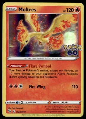 Moltres #012/078 Holo Rare 2022 Pokemon GO NM - Image 1 of 2