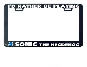I'd Rather Be Playing Sonic The HedgeHog  hedgehog license plate frame - Foto 1 di 4