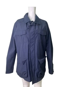 Gap Jacket Coat Size Medium Mens Navy Blue Canvas Cotton Pockets Collared Safari - Picture 1 of 12