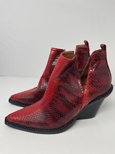 Jeffrey Campbell Free People size 8 Western Red Snakeskin Ankle Booties