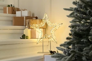 Christmas Decoration Dewdrop Star on Stand 720 Warm White LED Lights P049209 - Picture 1 of 5