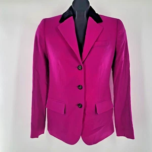 Lauren Ralph Lauren Blazer Jacket Size 0 Pink Black Velvet Collar - Picture 1 of 11