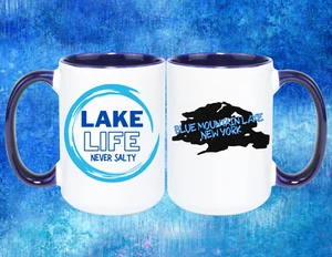 LAKE LIFE NEVER SALTY BLUE MOUNTAIN LAKE, NY 15 OZ KAFFEEBECHER - Bild 1 von 1