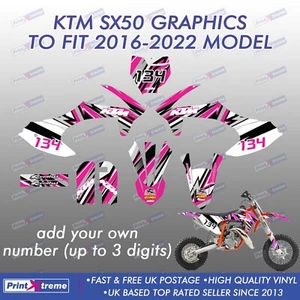 to fit KTM SX50 Graphics mini adventure 2016-2022 Motocross MX stickers PINK - Picture 1 of 7