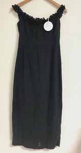 Abito donna petalo e cucciolo nuovo con etichette 8 nero midi spalle scoperte floreale abito occasione - Foto 1 di 11