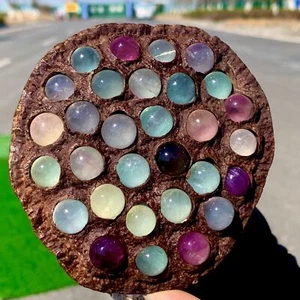 91G Round Multi Color Flourite Stone Lotus canopy ornament Unique showcase - Picture 1 of 24