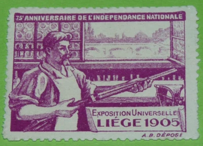 CINDERELLA TIMBRE 1905 EXPOSITION UNIVERSELLE LIEGE BELGIQUE BELGIË INDEPENDANCE - Photo 1/2