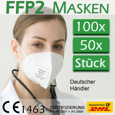 TUBEROO FFP2 Masken 50x 100x Stück weiß / schwarz SGS CE zertifiziert Mundschutz Maske