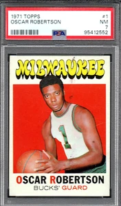 Oscar Robertson Milwaukee Bucks 1971 Topps #1 - PSA casi nuevo 7 - una belleza - Imagen 1 de 2