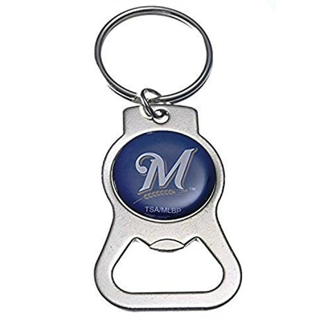 Milwaukee Brewers Key Tag Bottle Opener Metal Key Ring Keychain MLB Baseball Cover