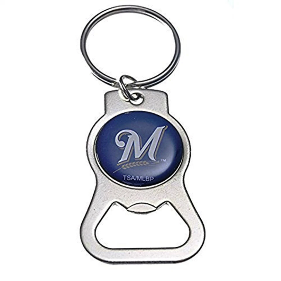 Milwaukee Brewers Key Tag Bottle Opener Metal Key Ring Keychain MLB Baseball - Image 1 of 1