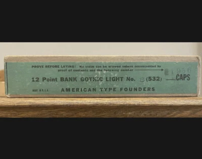 NOS ATF 12pt. Bank Gothic Light no.8 CAPS Letterpress Type Vintage sealed - Image 1 of 3
